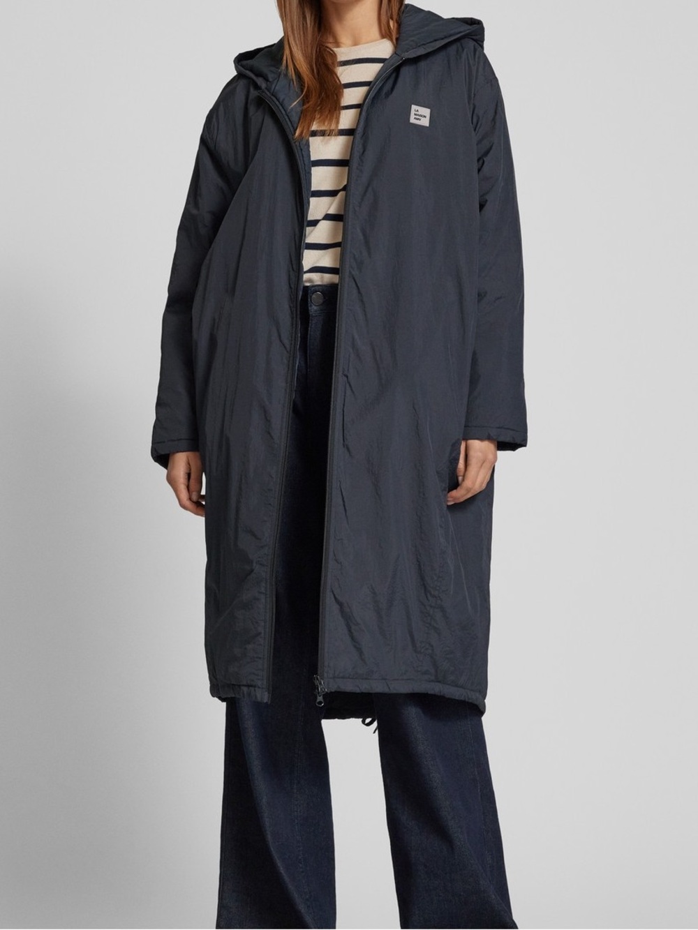 American Vintage Zotcity "La Maison
AMV" two-way zipper Hooded Parka XS-S Blue